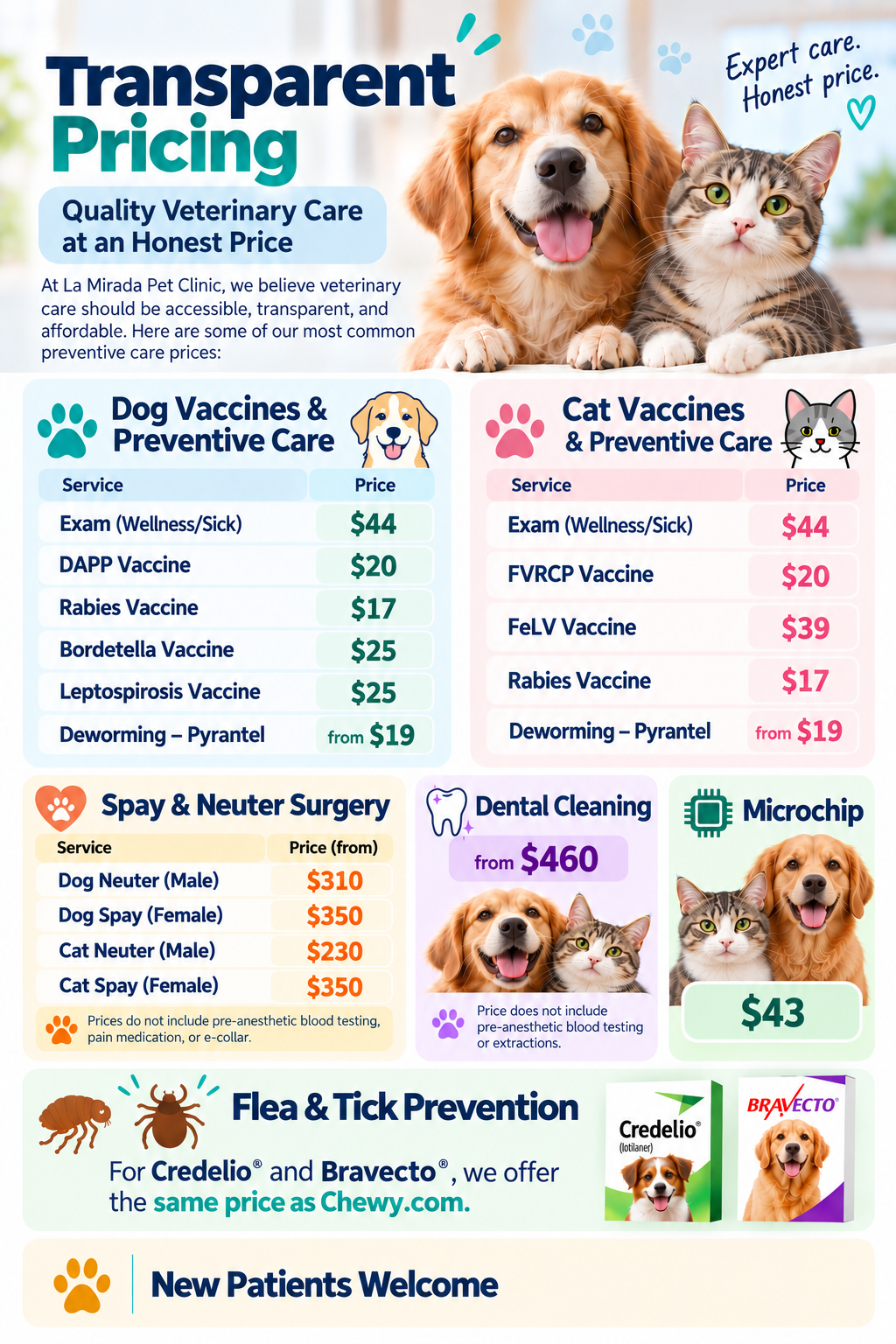 La Mirada Pet Clinic pricing guide