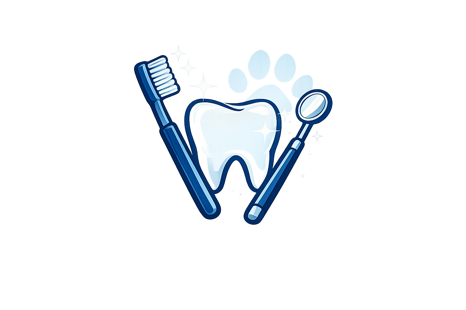 Dental care icon showing a tooth with a toothbrush and dental mirror
