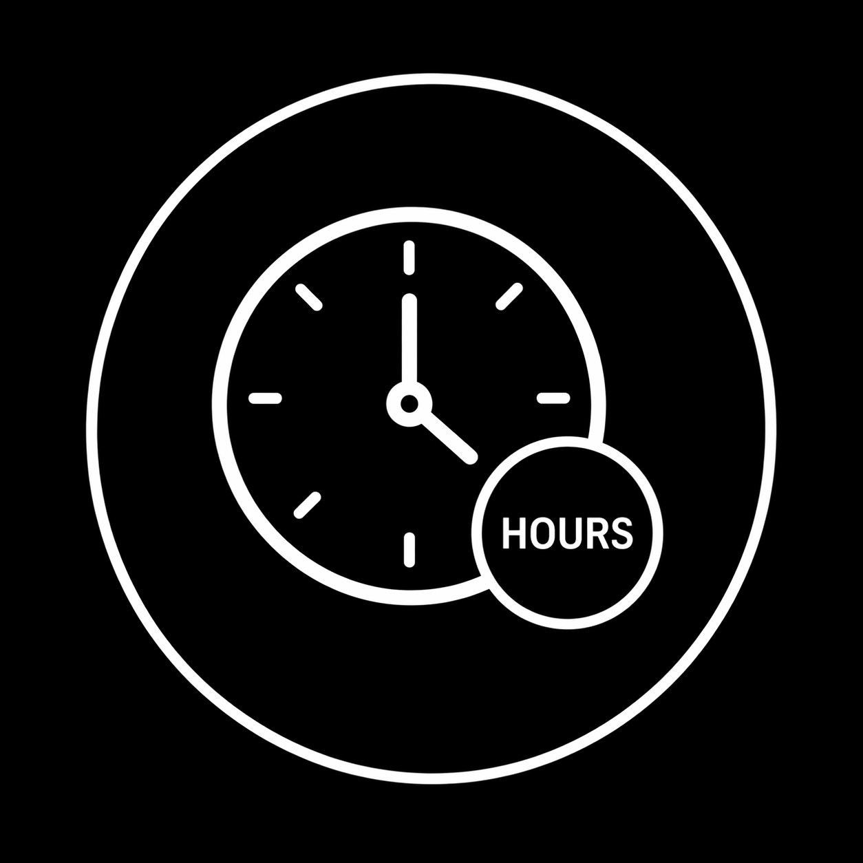 Hours icon showing a clock