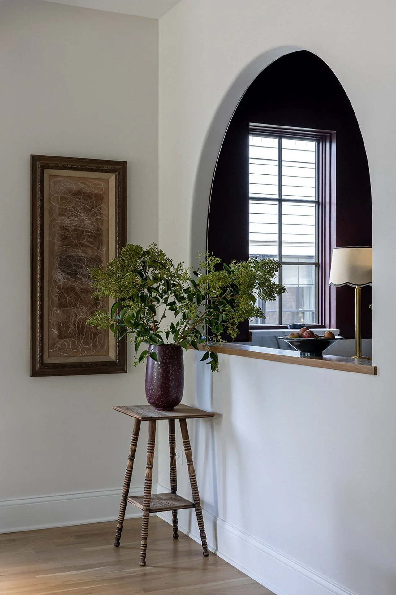 arched window entry into bar area