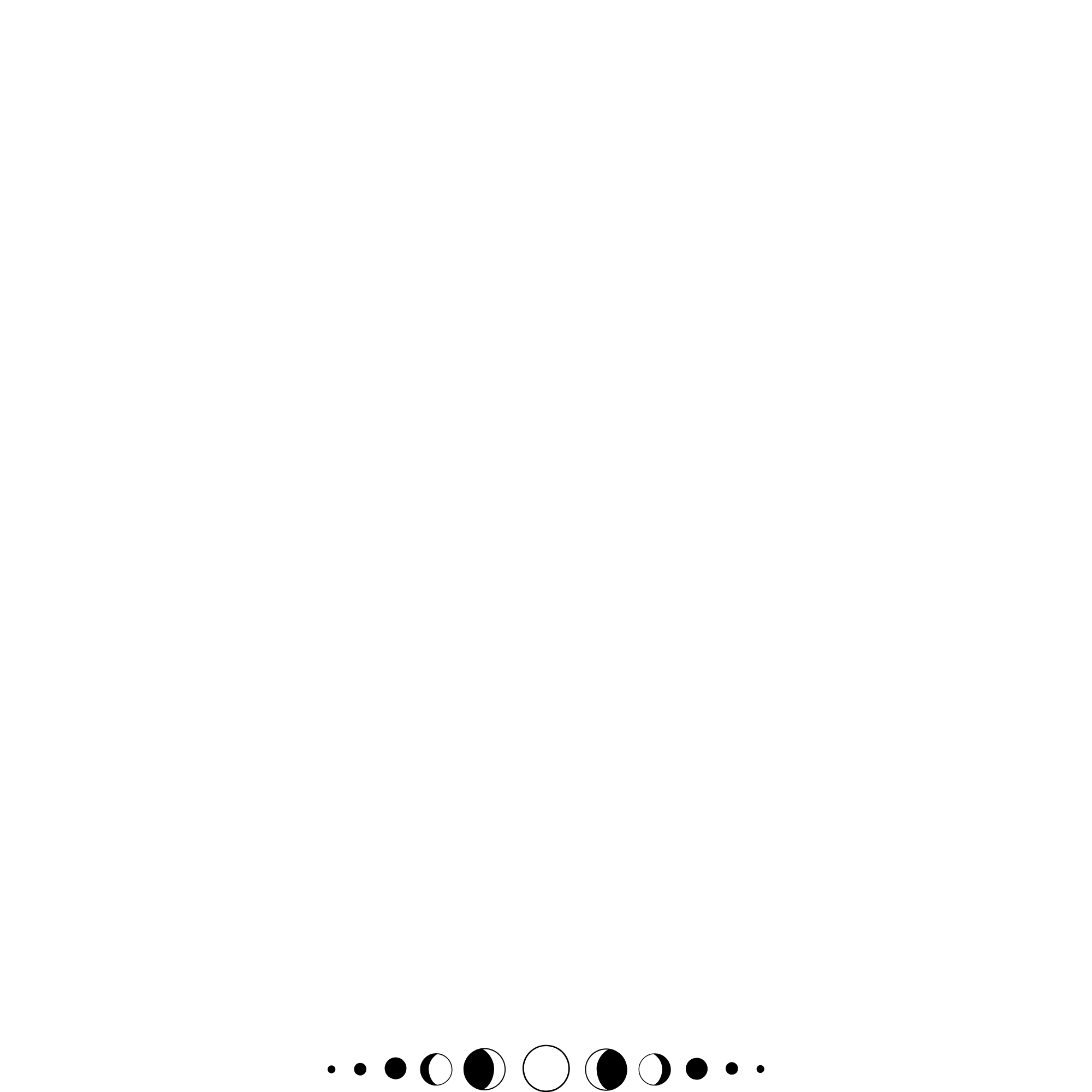 A black and white illustration of a hand with an eye in the palm, surrounded by stars, moons, and celestial symbols.