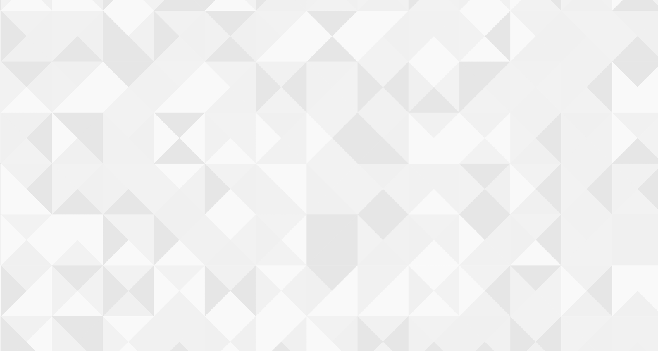 A minimalist geometric background pattern of light gray and white triangles.