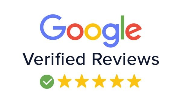 Google Verified Reviews badge with five gold stars and a green checkmark.