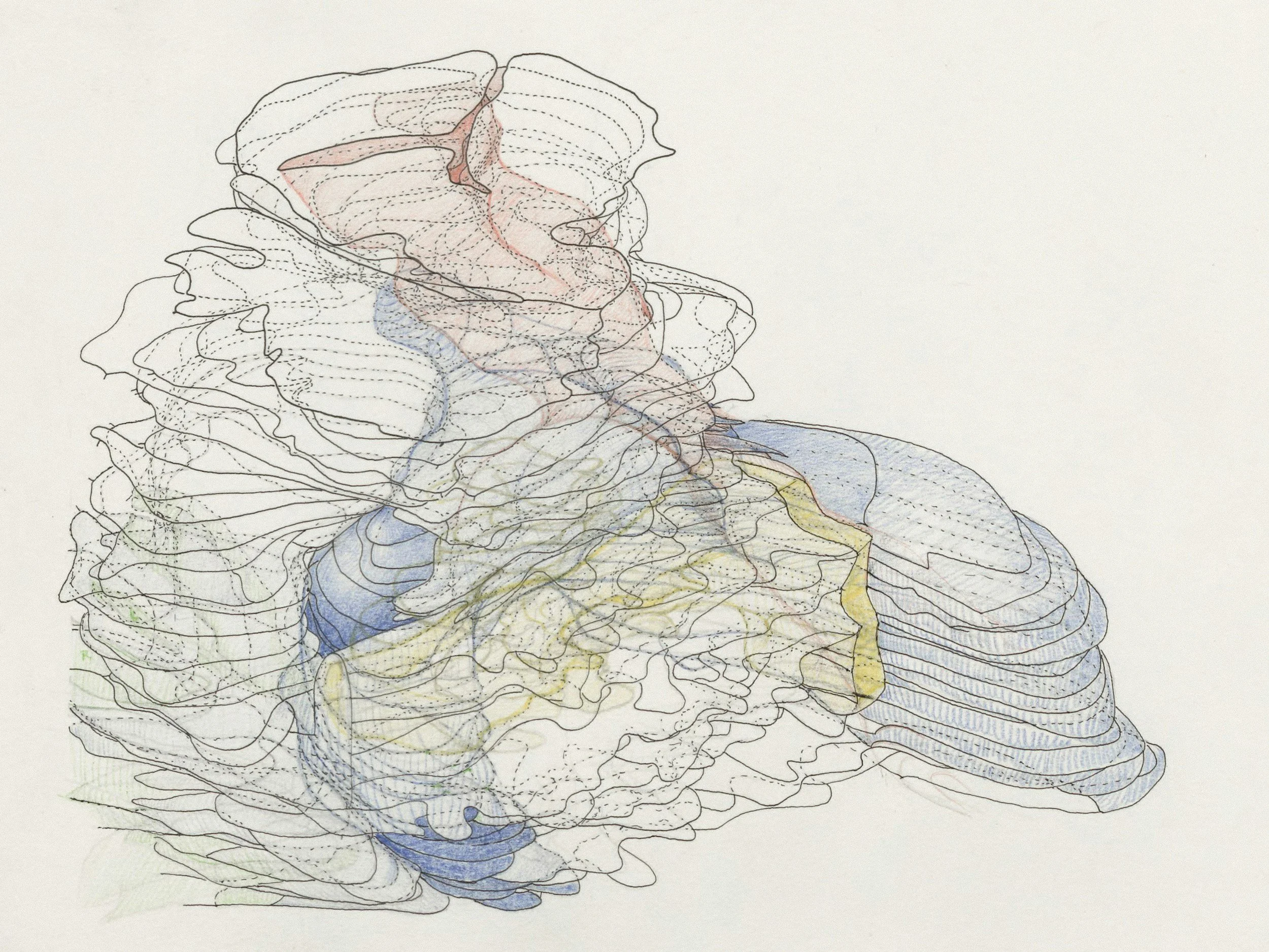 A detailed medical illustration showing a side view of the human head with colored lines representing nerves and blood vessels in the neck and face.