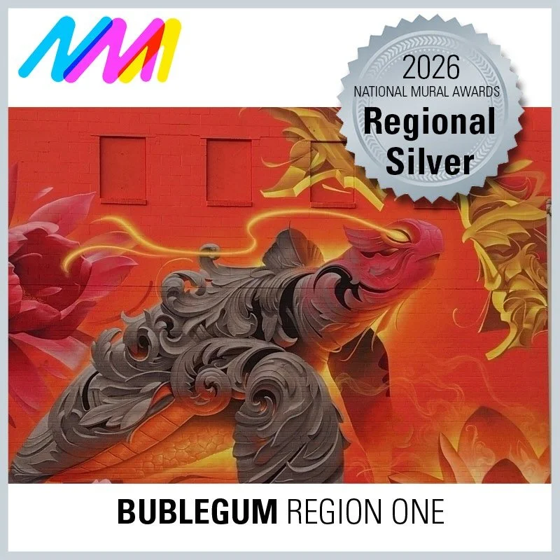 Tirso Paz known as Bublegum wins silver award at the national mural awards