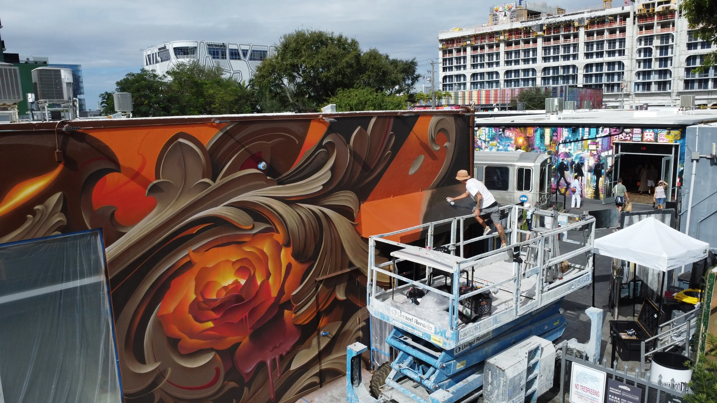 ornamental style mural by Bublegum at Wynwood Walls Miami during Art Basel