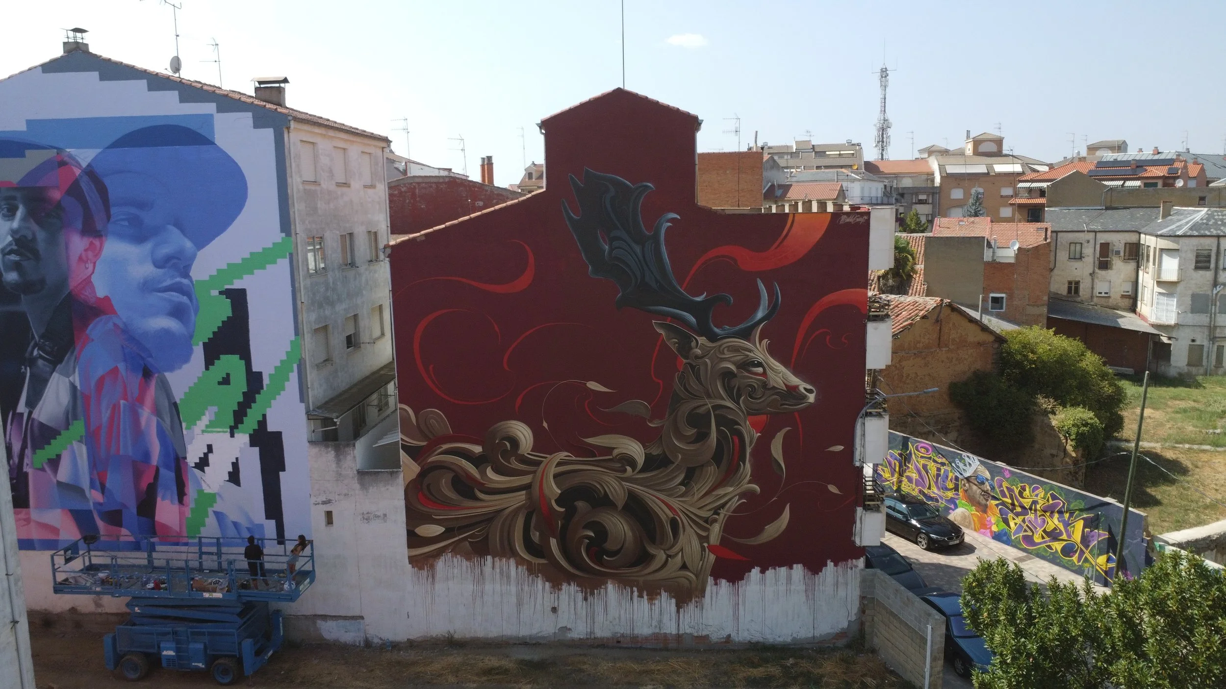 Bublegum mural artist public art intervention featuring contemporary filigree details