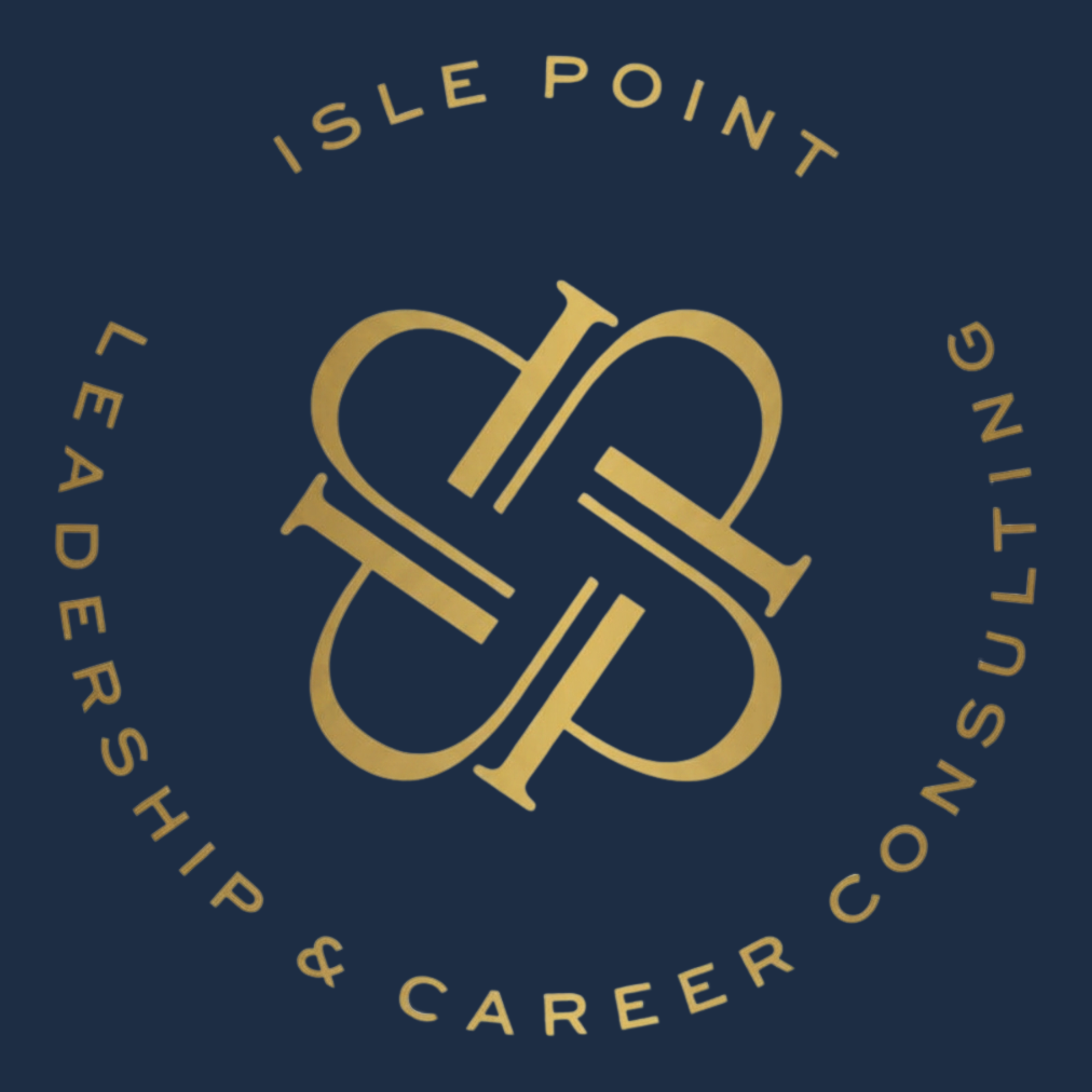IslePoint Consulting logo in navy and gold representing leadership, career transition and executive coaching.