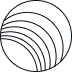 Circular logo with wave patterns in black.
