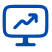 Icon of a computer monitor with a rising line graph on the screen