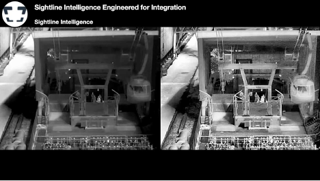 This is an image from Sightline Intelligence promotional footage showing the aerial tram at the OHSU campus in Portland, Oregon.
