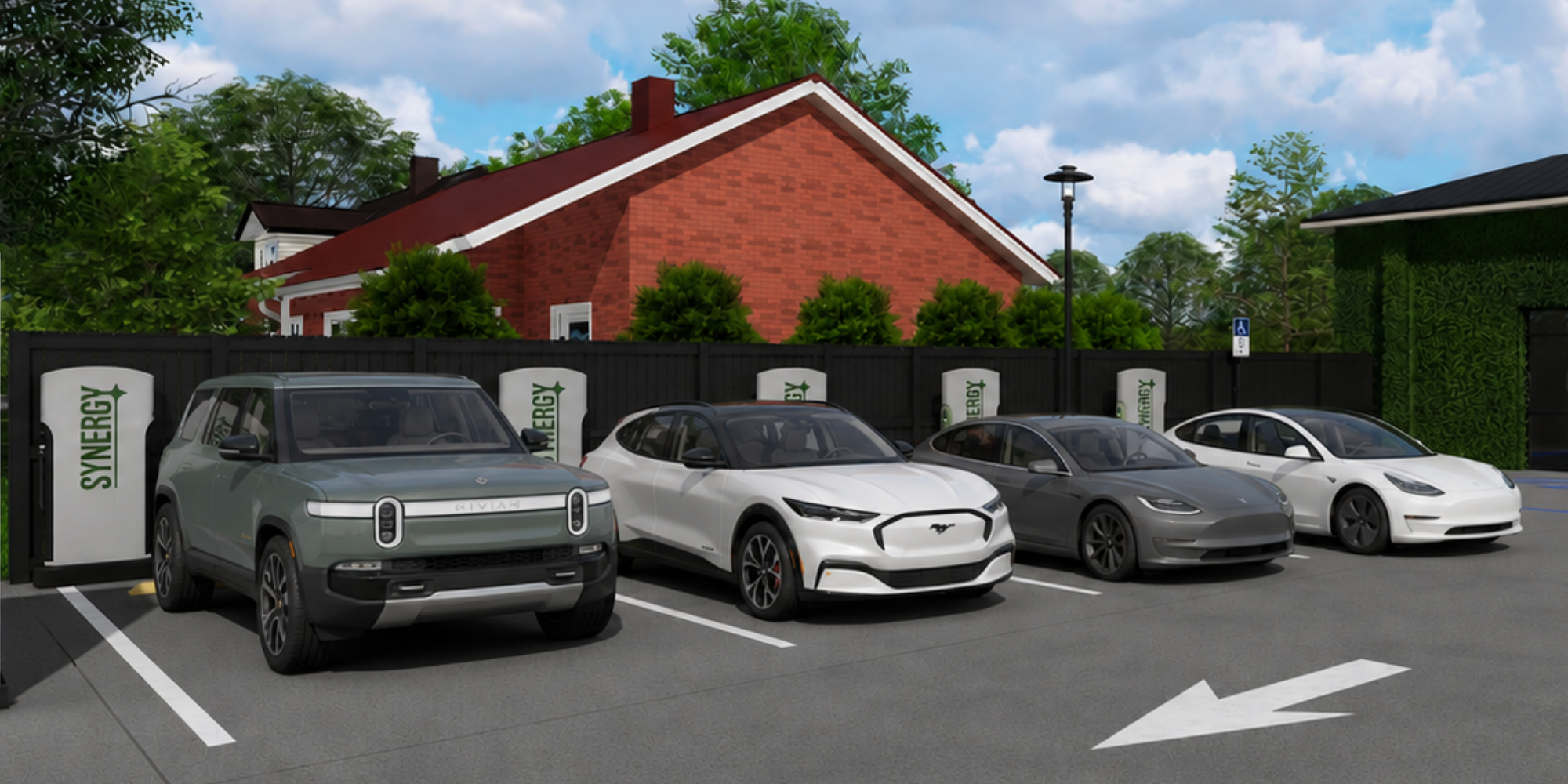 Synergy Parking Lot with EV cars charging