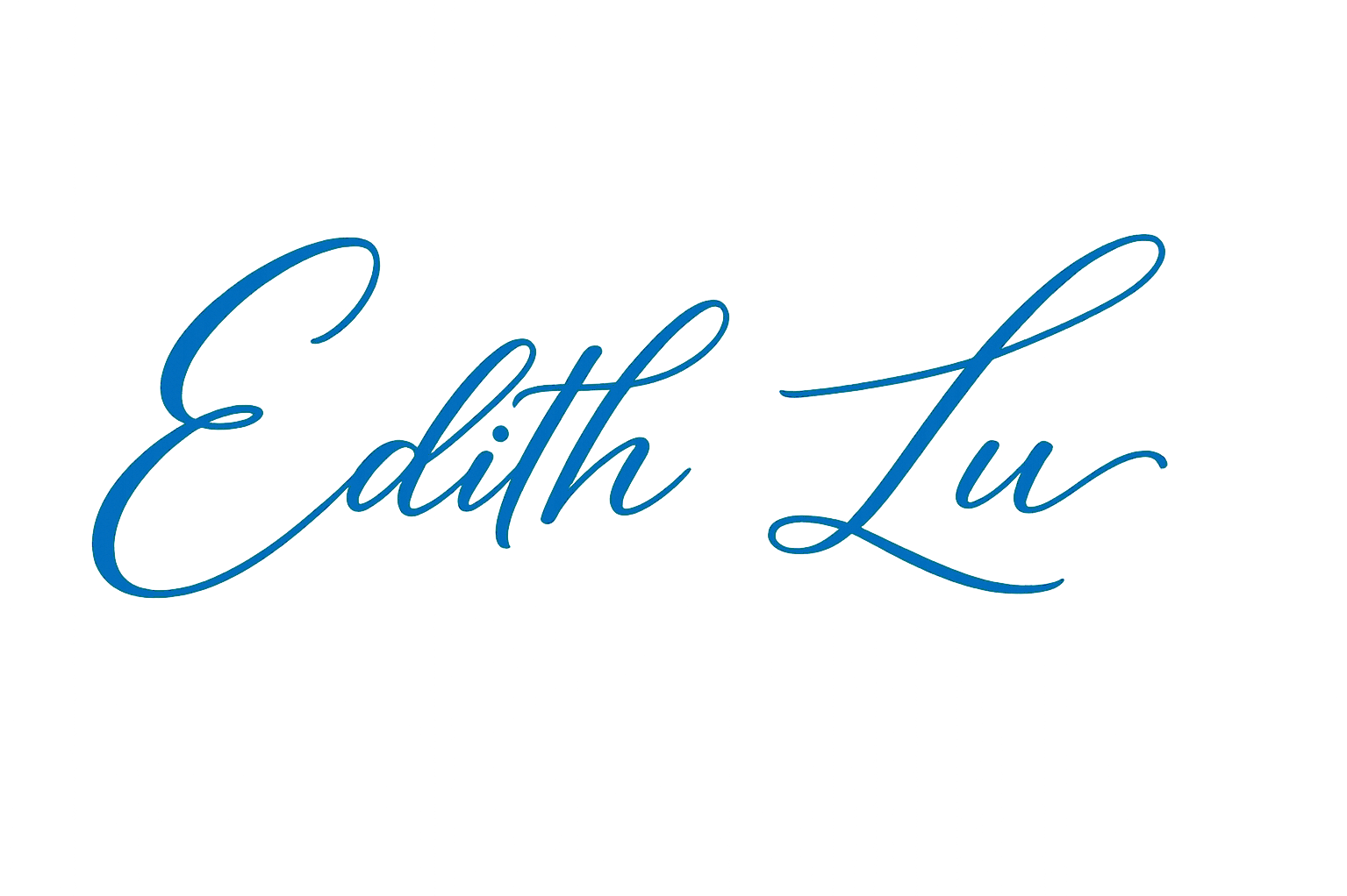 Elegant blue cursive text that reads 'Edith Lu' on a black background.