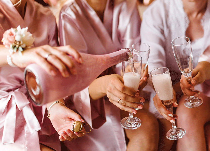 Bridesmaids enjoying a personalized wedding celebration and scent experience