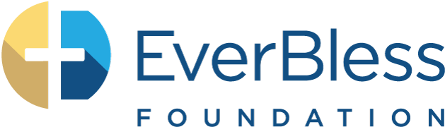 EverBless Foundation logo, featuring a black cross against a gold and blue circular background with the text 'EverBless FOUNDATION'.