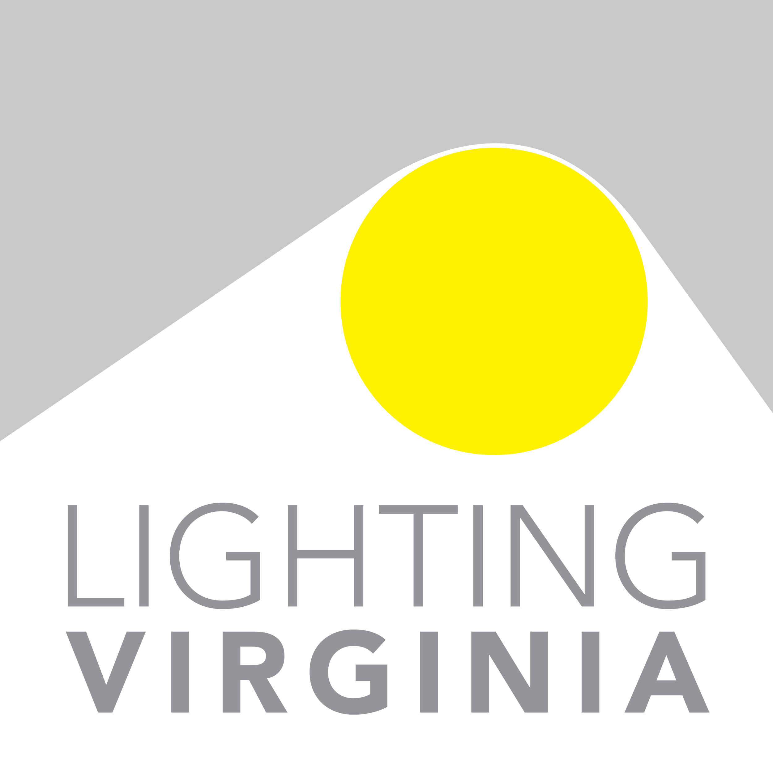 Stylized word 'VIRGINIA' with a large yellow circle in the background, part of a logo or design.