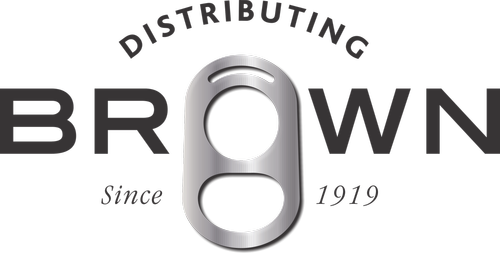 Logo of Brown Distributing, featuring a pull tab design with the text 'Since 1919'.