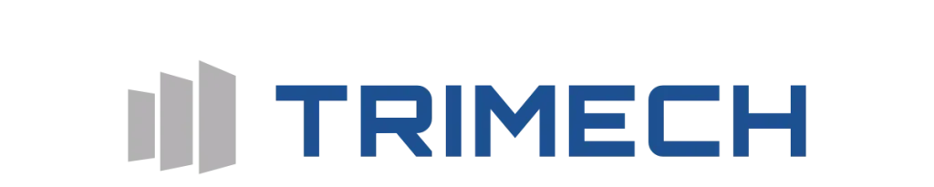 Trimech logo with a gray machine icon and the word 'TRIMECH' in blue.