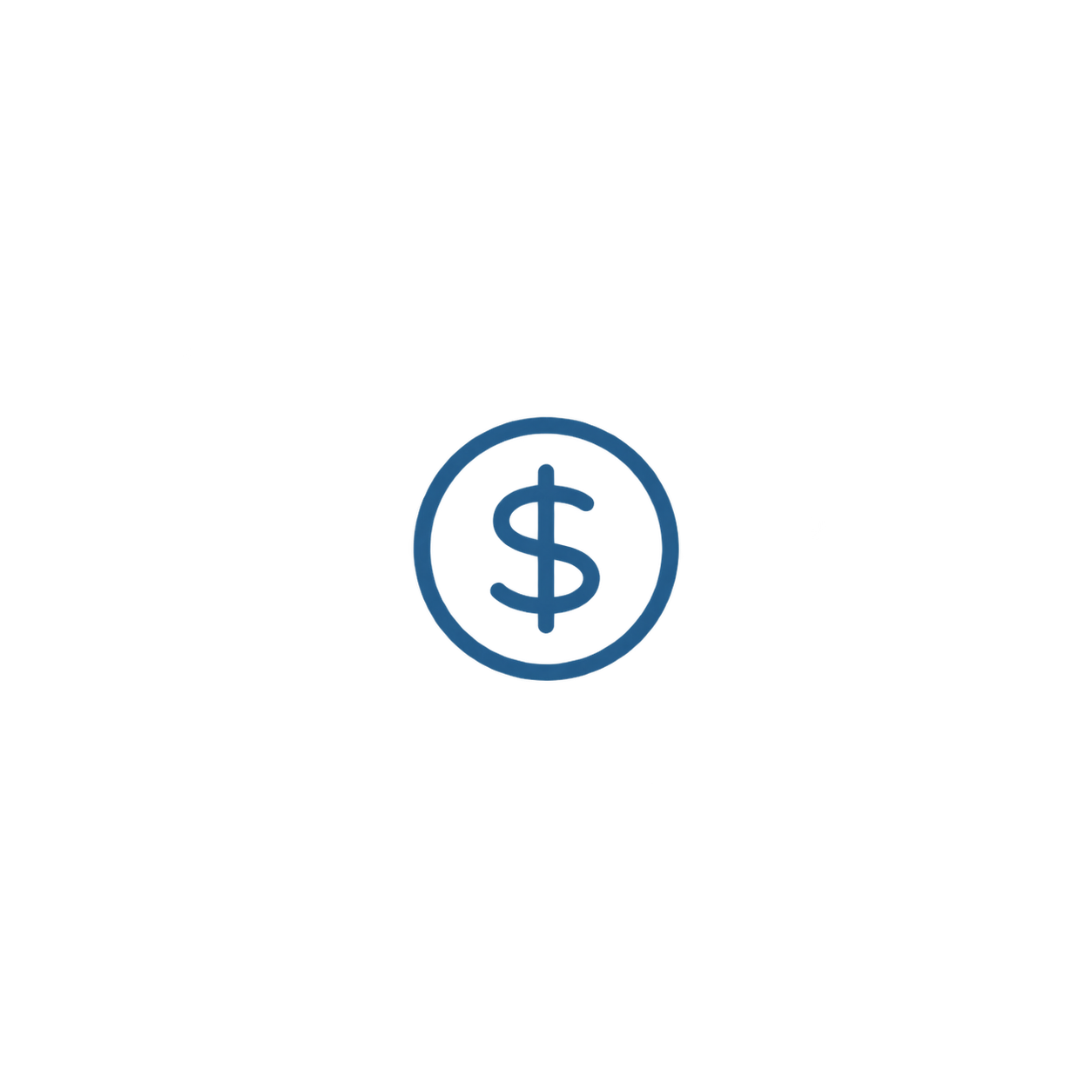 A black line drawing of a money bag with a dollar sign in the center, and a hand pointing towards it.