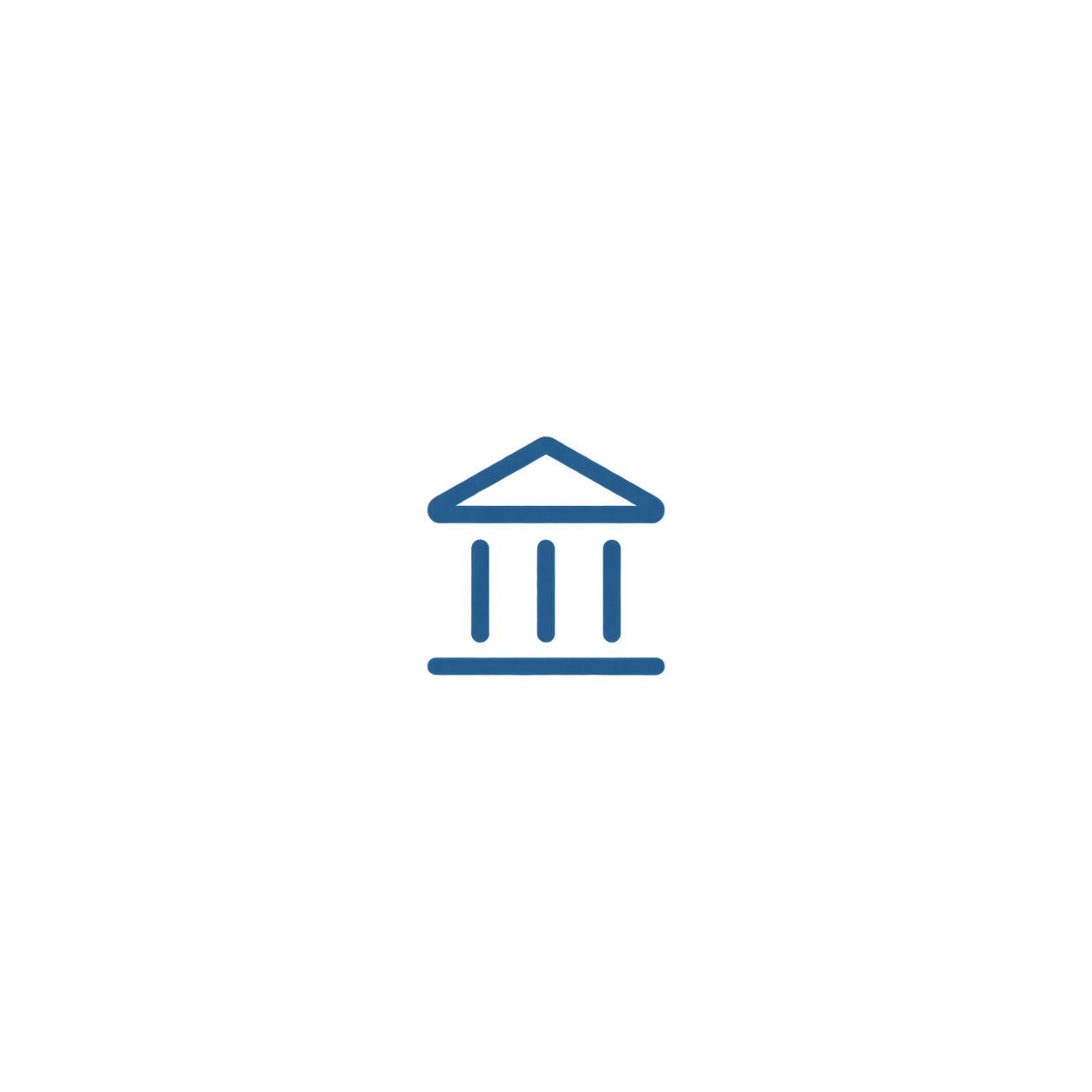 Digital illustration of a government or institutional building with columns and a triangular roof, in shades of blue and gray.