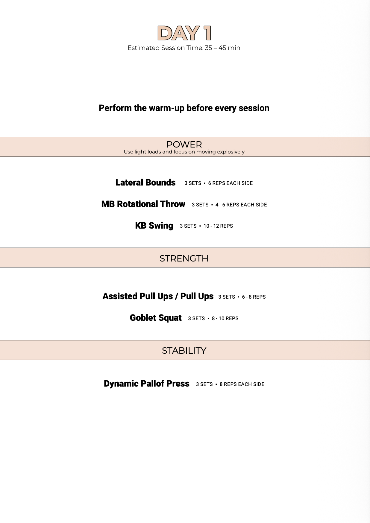 Example strength and longevity workout for surfers over 40, combining power, strength, and stability exercises to improve long-term surfing performance.