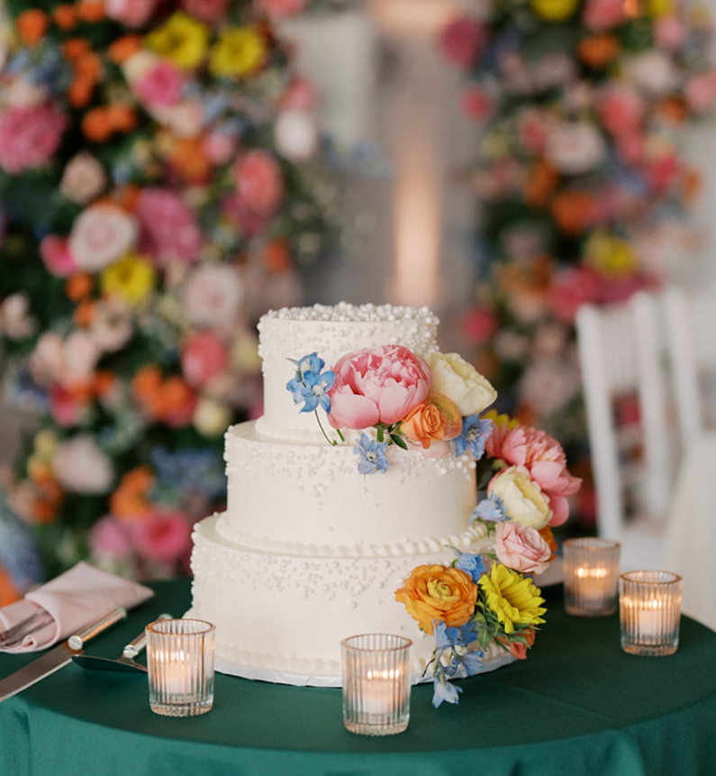 3 tier cake with vintage pearls