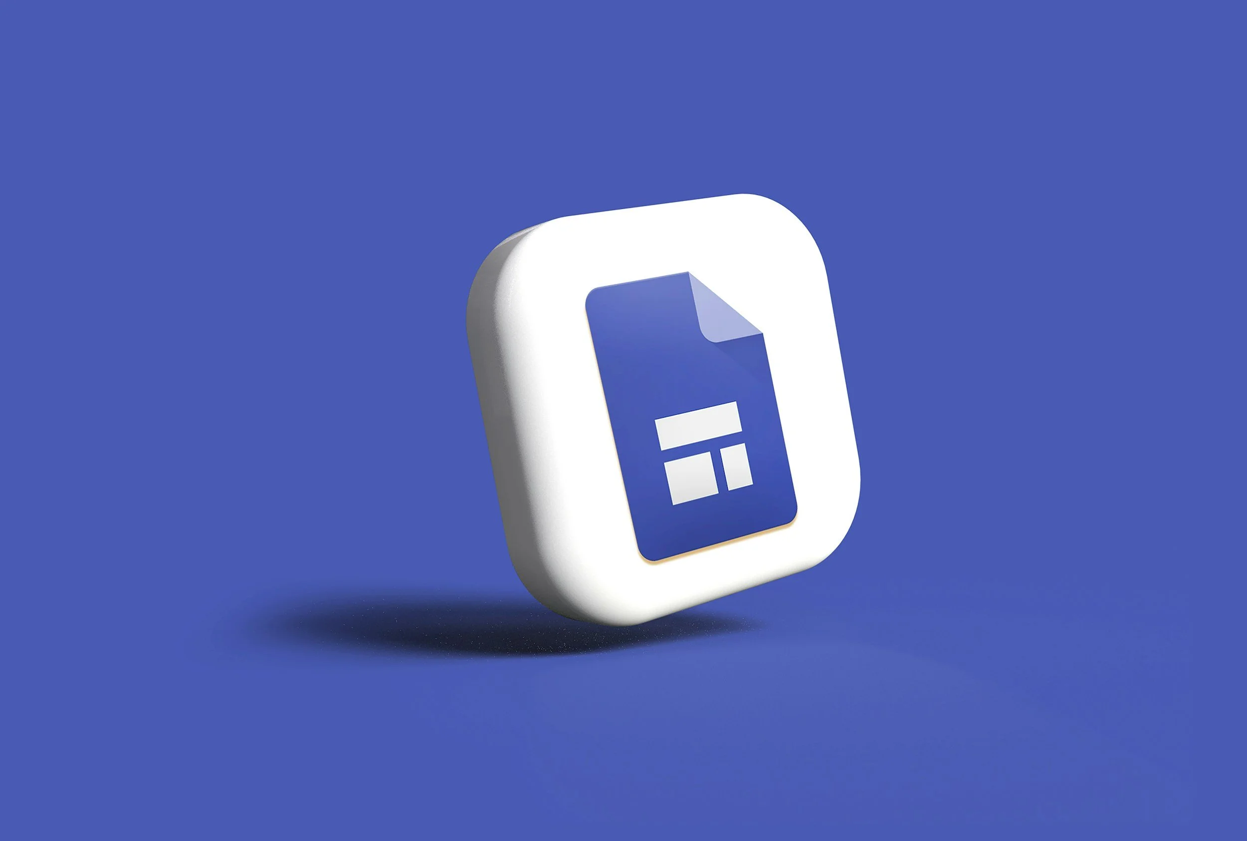 Close-up of a 3D Facebook logo icon on a blue background.