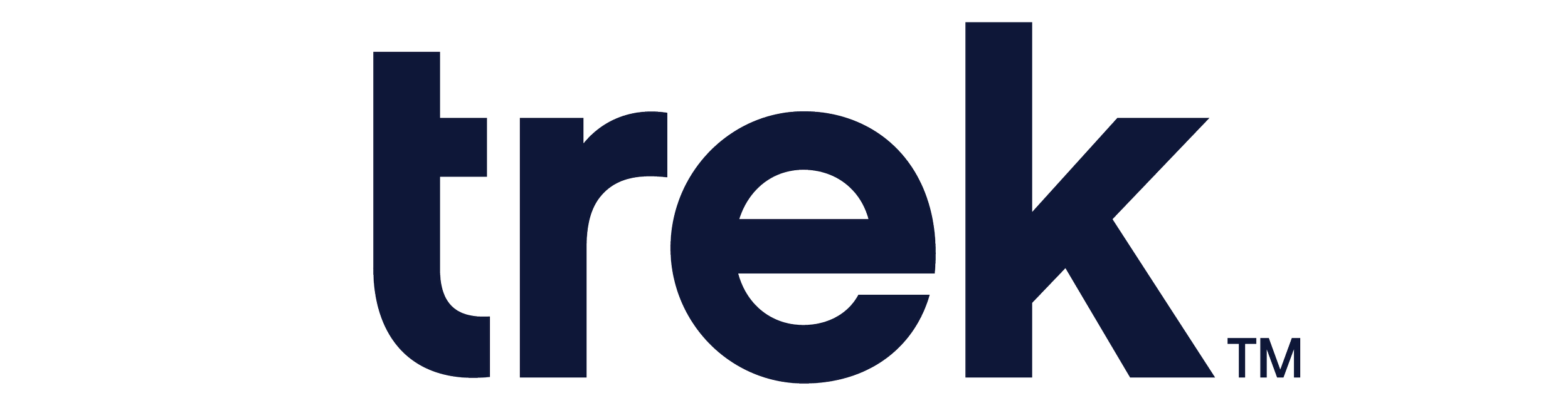 Logotipo de la empresa Trek en color azul oscuro.