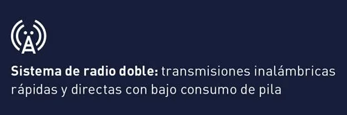 Sistema de radio doble con transmisiones inalámbricas rápidas y directas con bajo consumo de pila