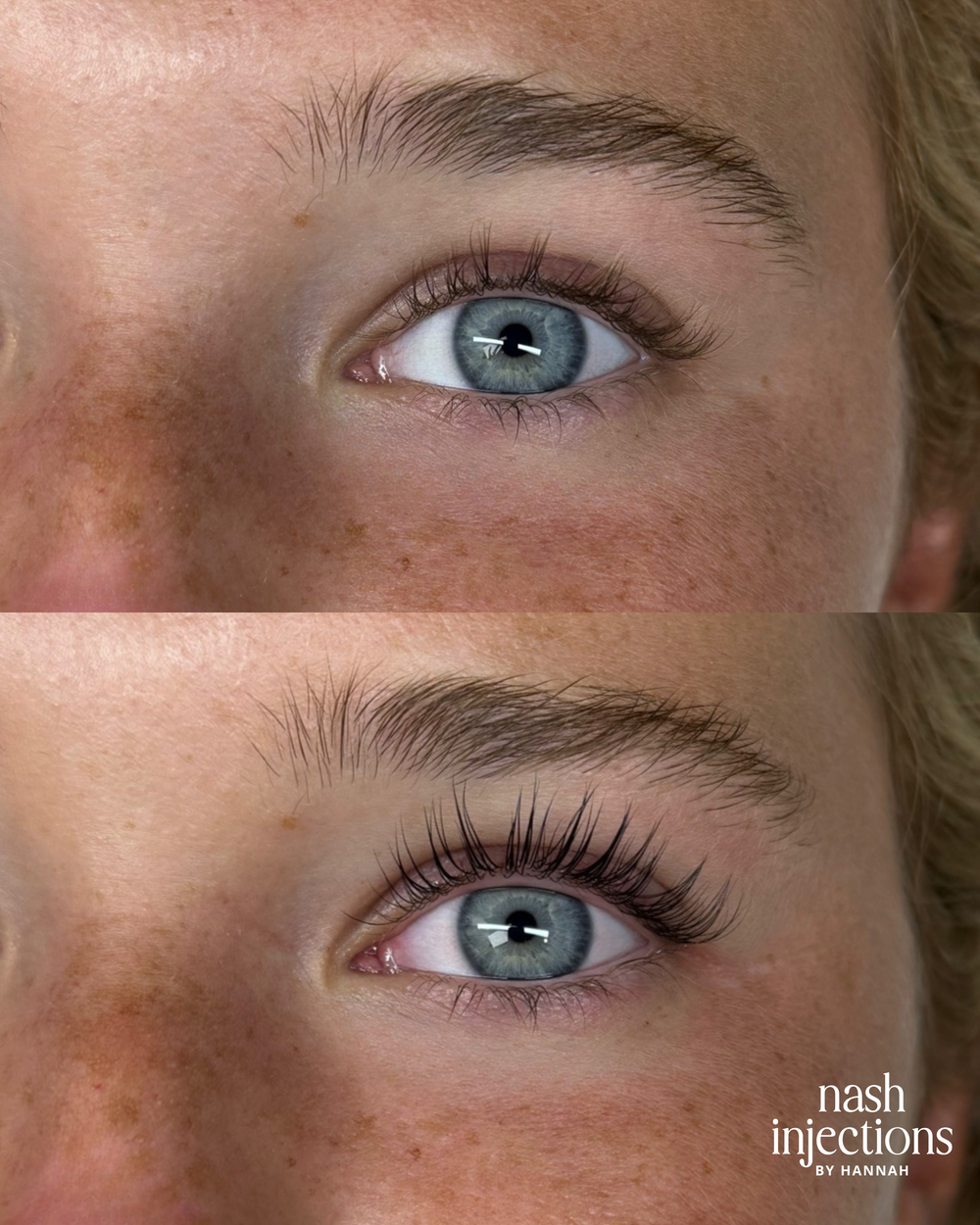 Lash lift and tint before and after