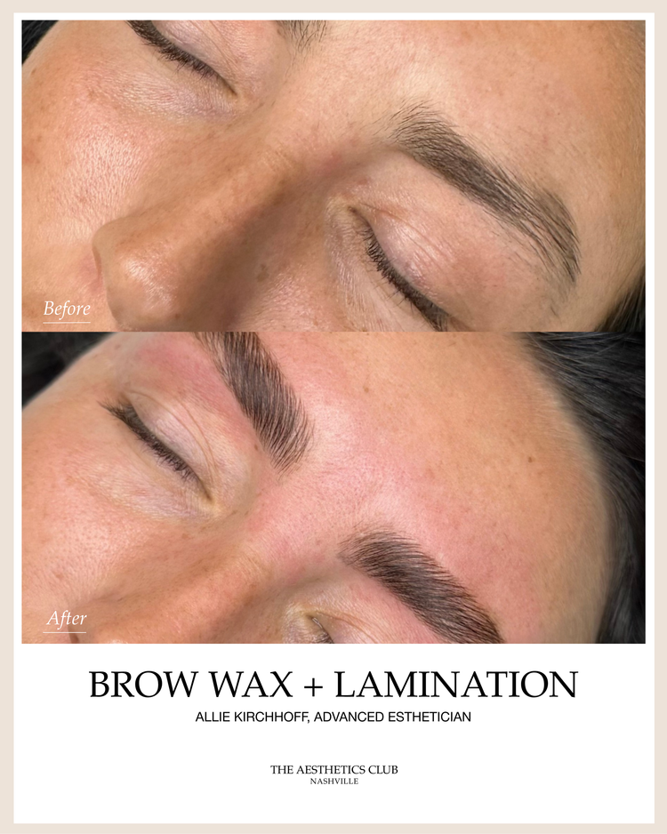 Brow Lamination before and after in Nashville by Allie Kirchhoff