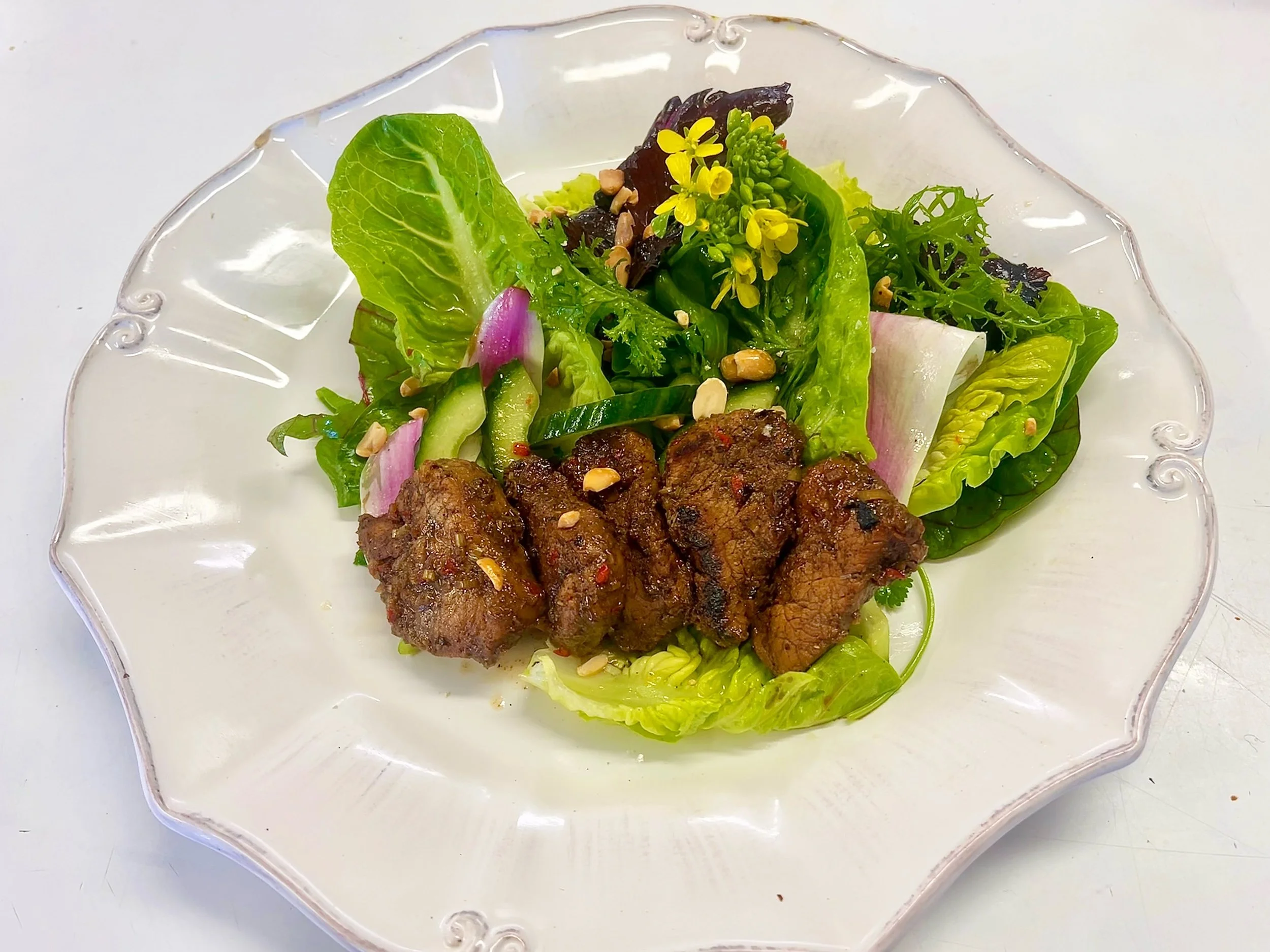 Sticky Asian pork, farm salad, fresh garden herbs, edible flowers.

Made from real ingredients. Cooked with intention. Eaten with actual enjoyment. This is what nourishing food actually looks like &mdash; not a compromise, not a consolation prize, no