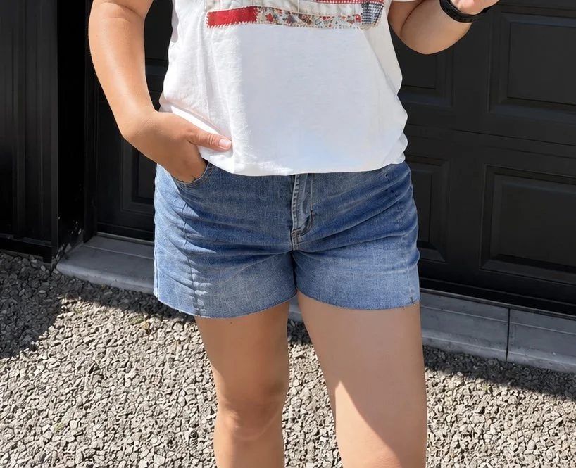 Beau Blue Acid Wash Raw Hem Denim Shorts