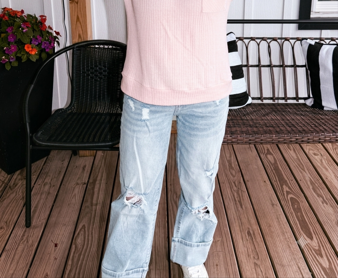 Beau Blue Light Wash Distressed Straight Jeans