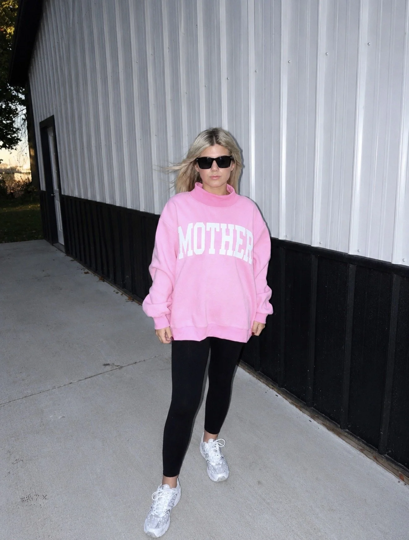 Mother/Cool Mom Oversized Reversible Mock Neck