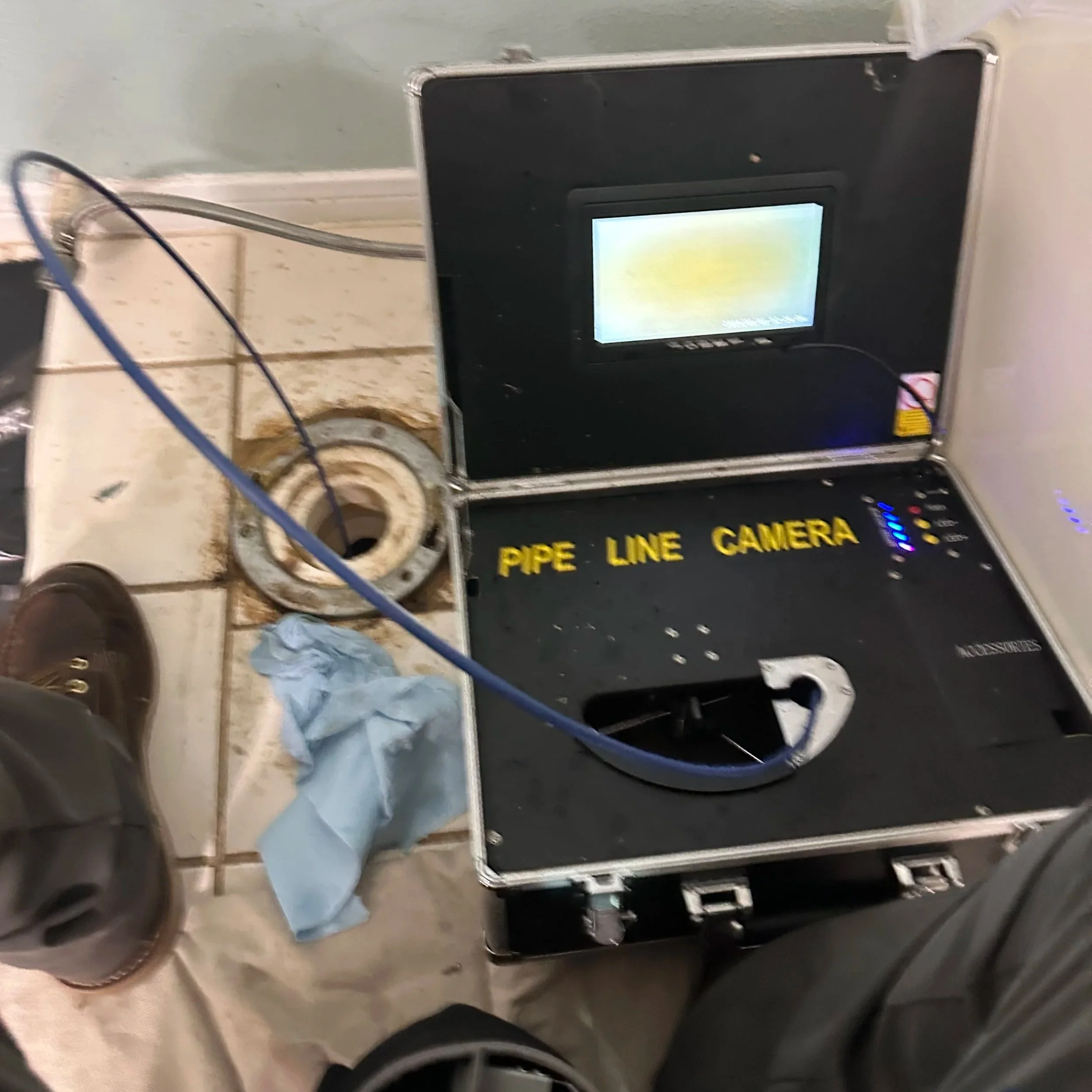 Sewer camera inspection equipment used to inspect a residential drain line in Montgomery TX