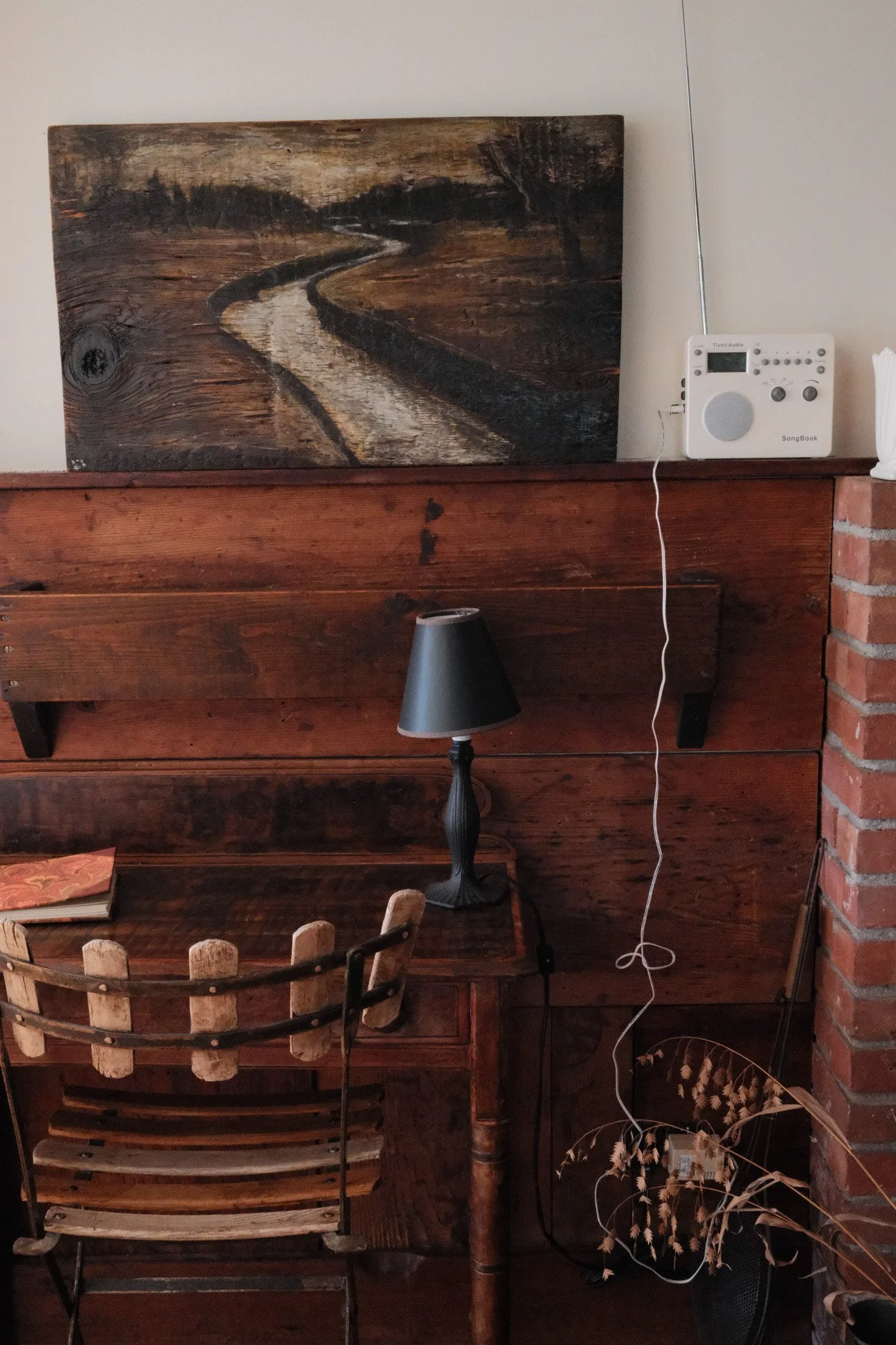 Desk with an old radio