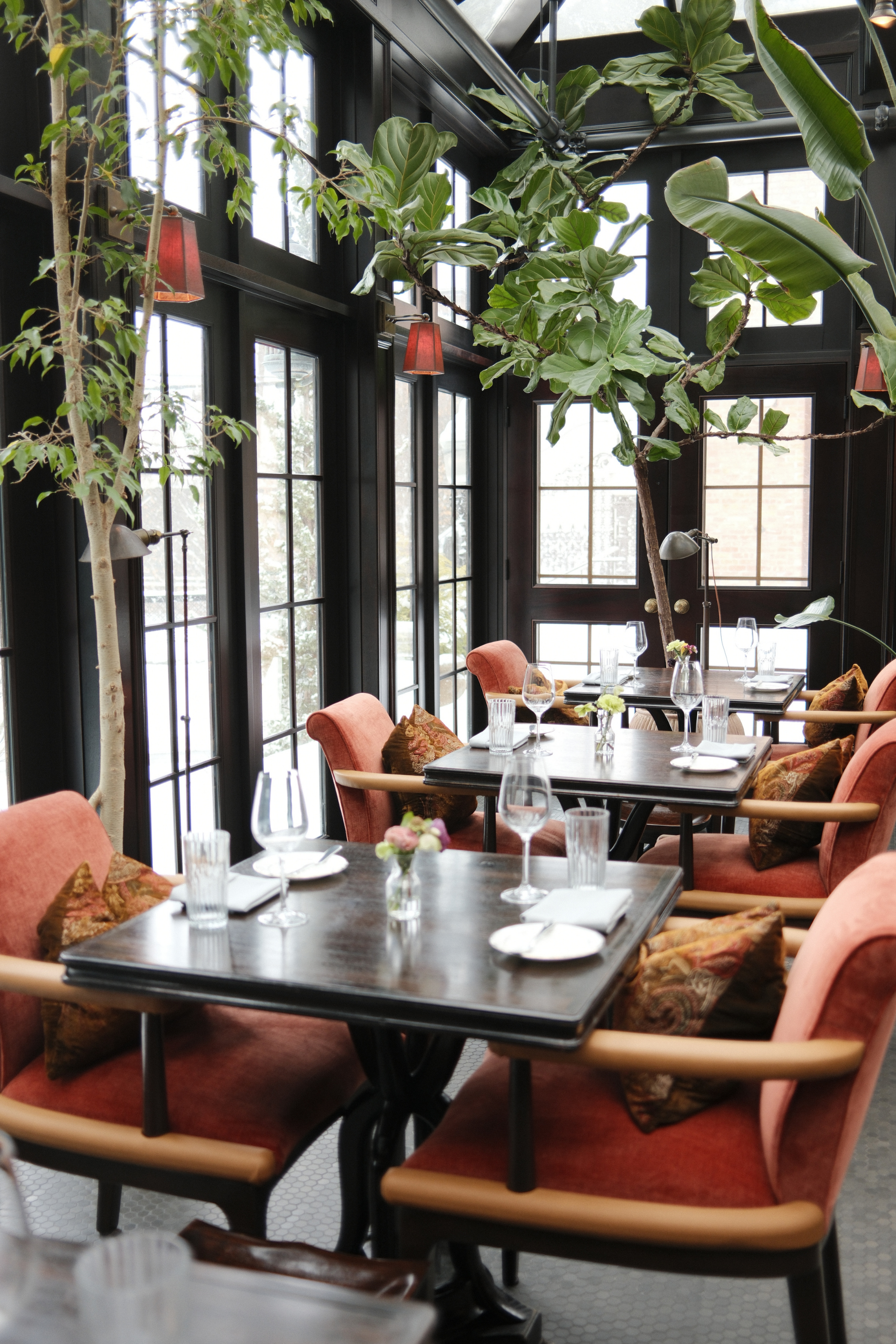 SERRE Restaurant seating during the day with plants