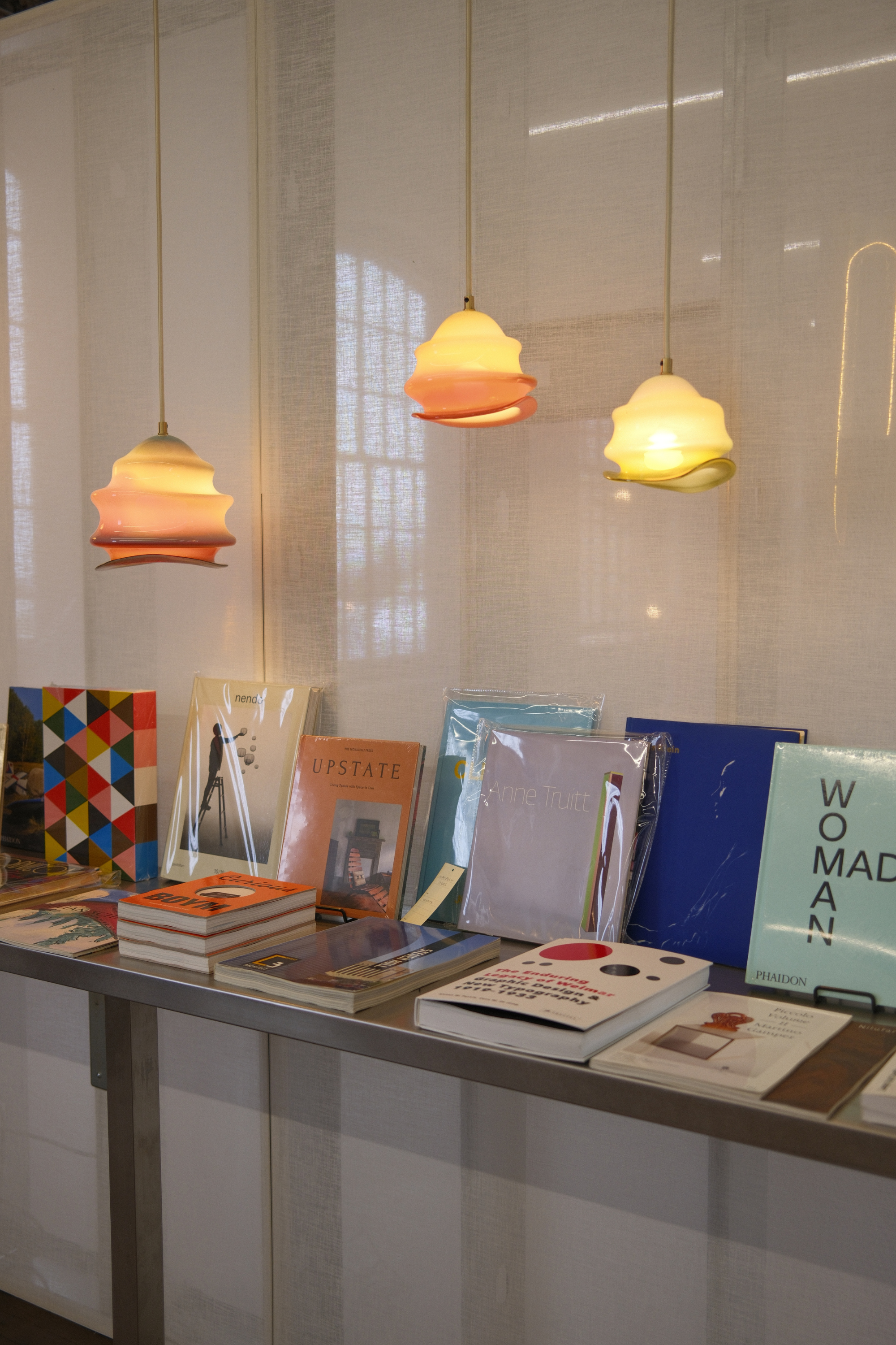 Lighting and book display at Show:Room