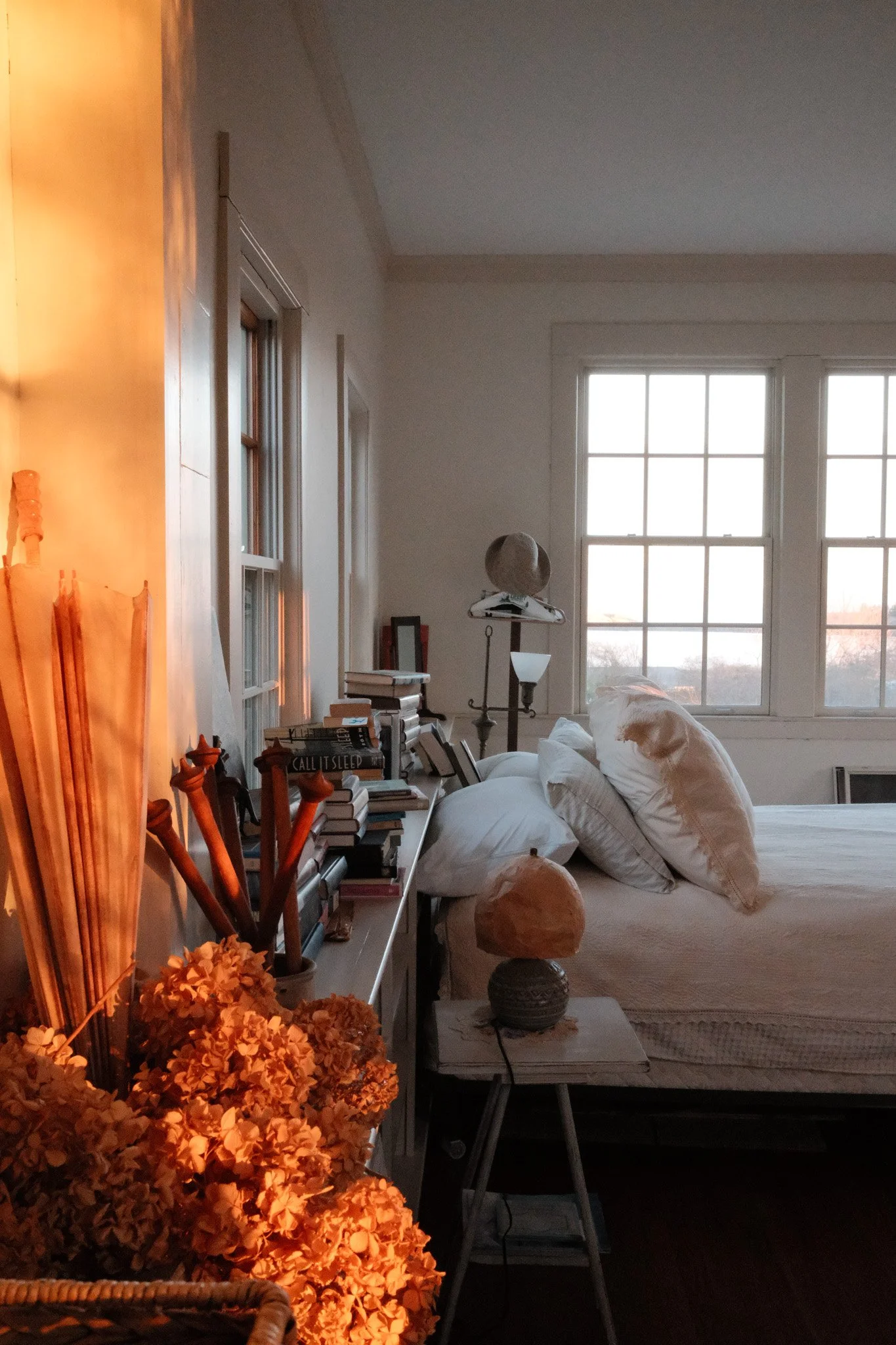 Primary bedroom at sunset