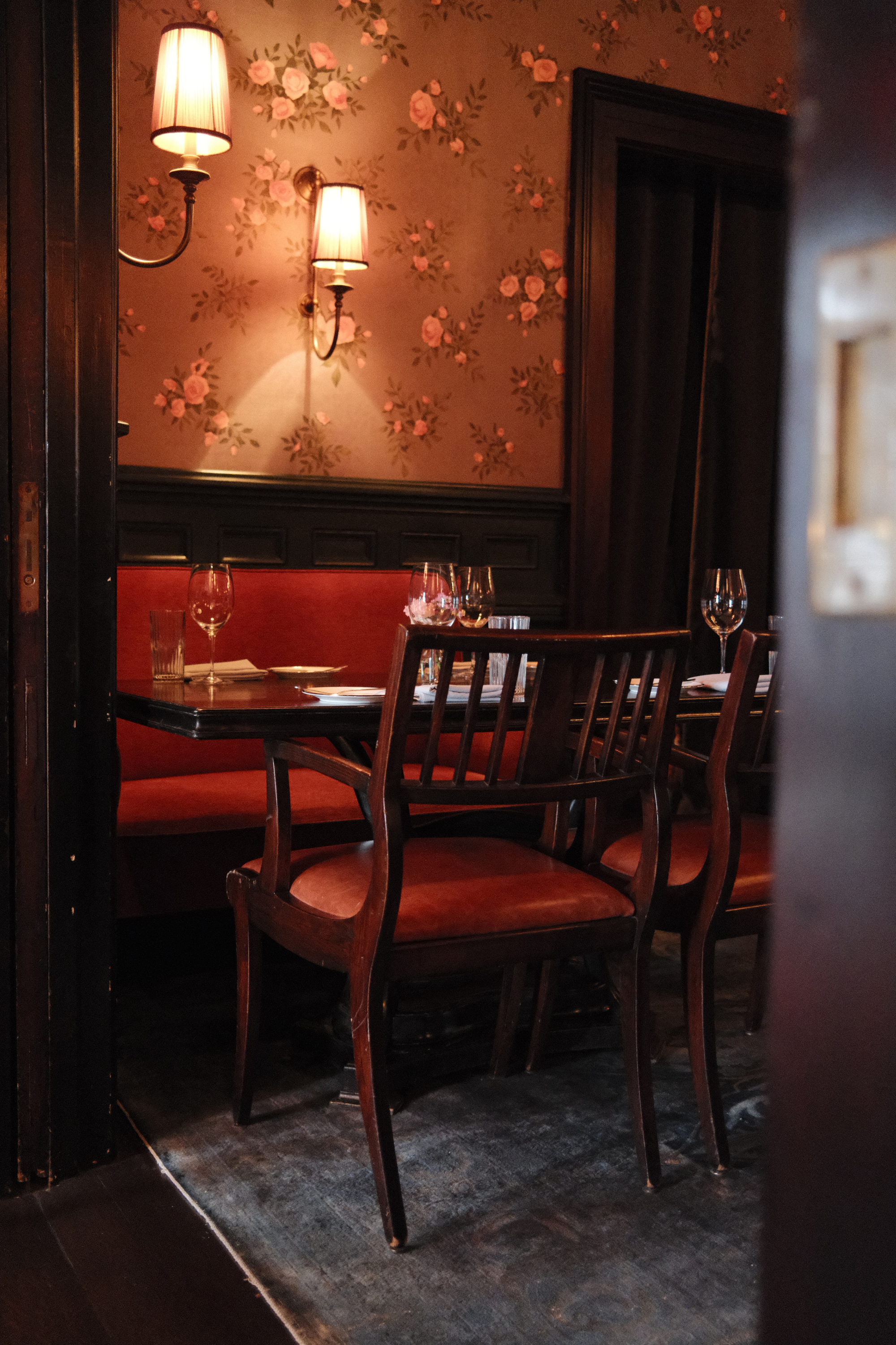 Restaurant seating in Rose Room