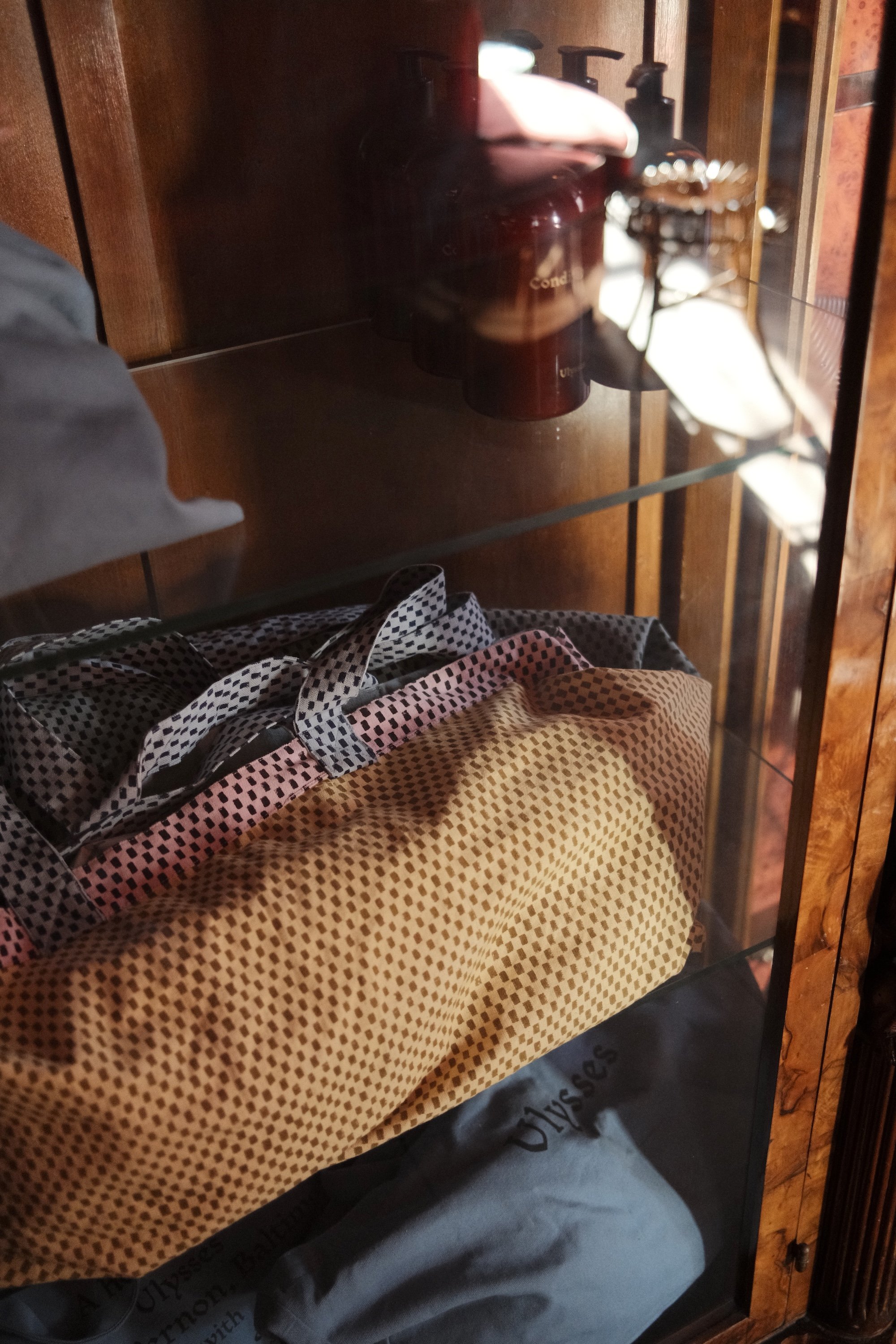 Hotel Ulysses retail display with duffle bag