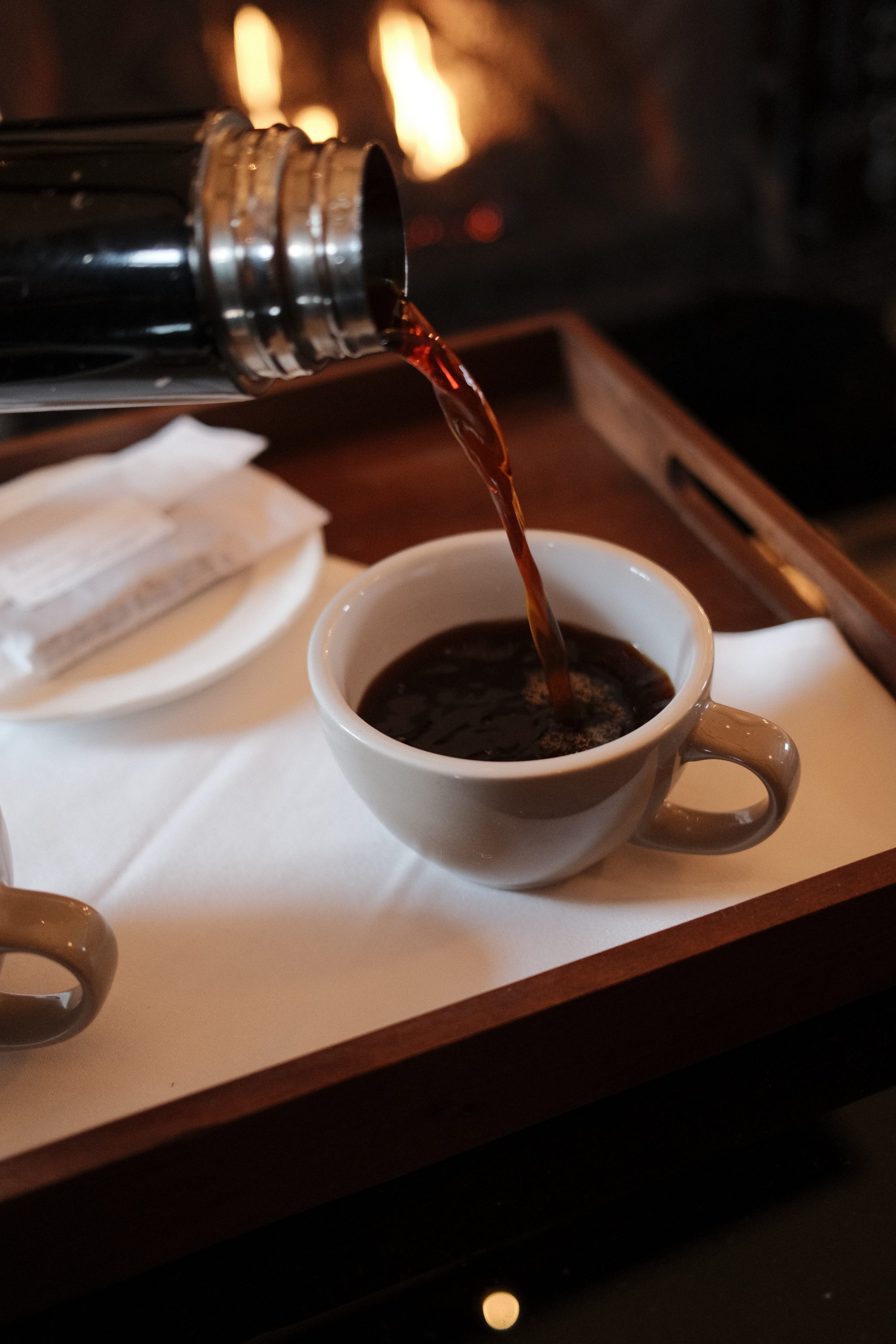 Pouring coffee
