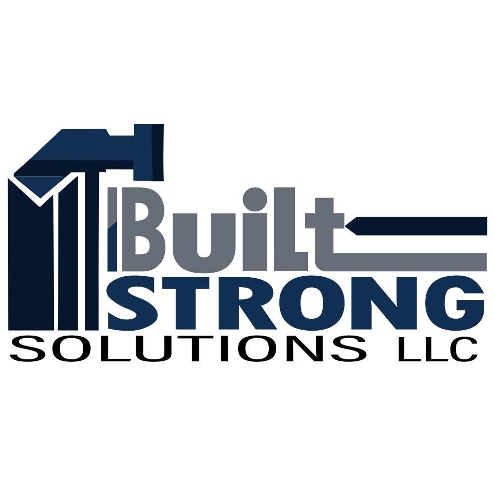 Logo for Built Strong Solutions LLC with a graphic of a hammer and nails.