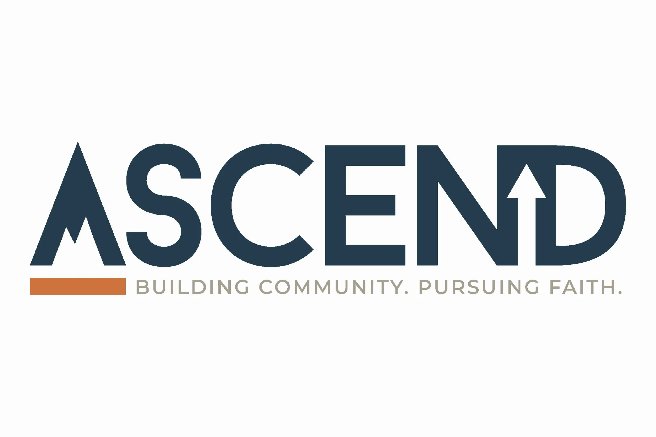 The logo of Aspen Building Community, featuring the name 'Aspen' in large, dark blue letters with a small orange bar underneath, and the text 'Building Community. Pursuing Faith.' in smaller, gray letters below.