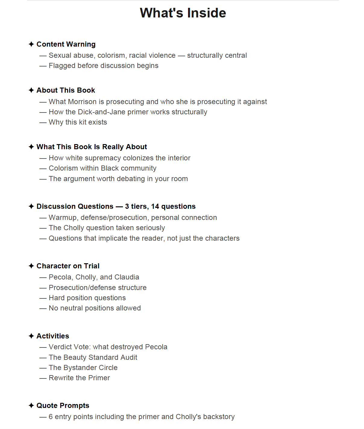 The Bluest Eye by Toni Morrison discussion guide for book clubs, classrooms, and African American literature readers