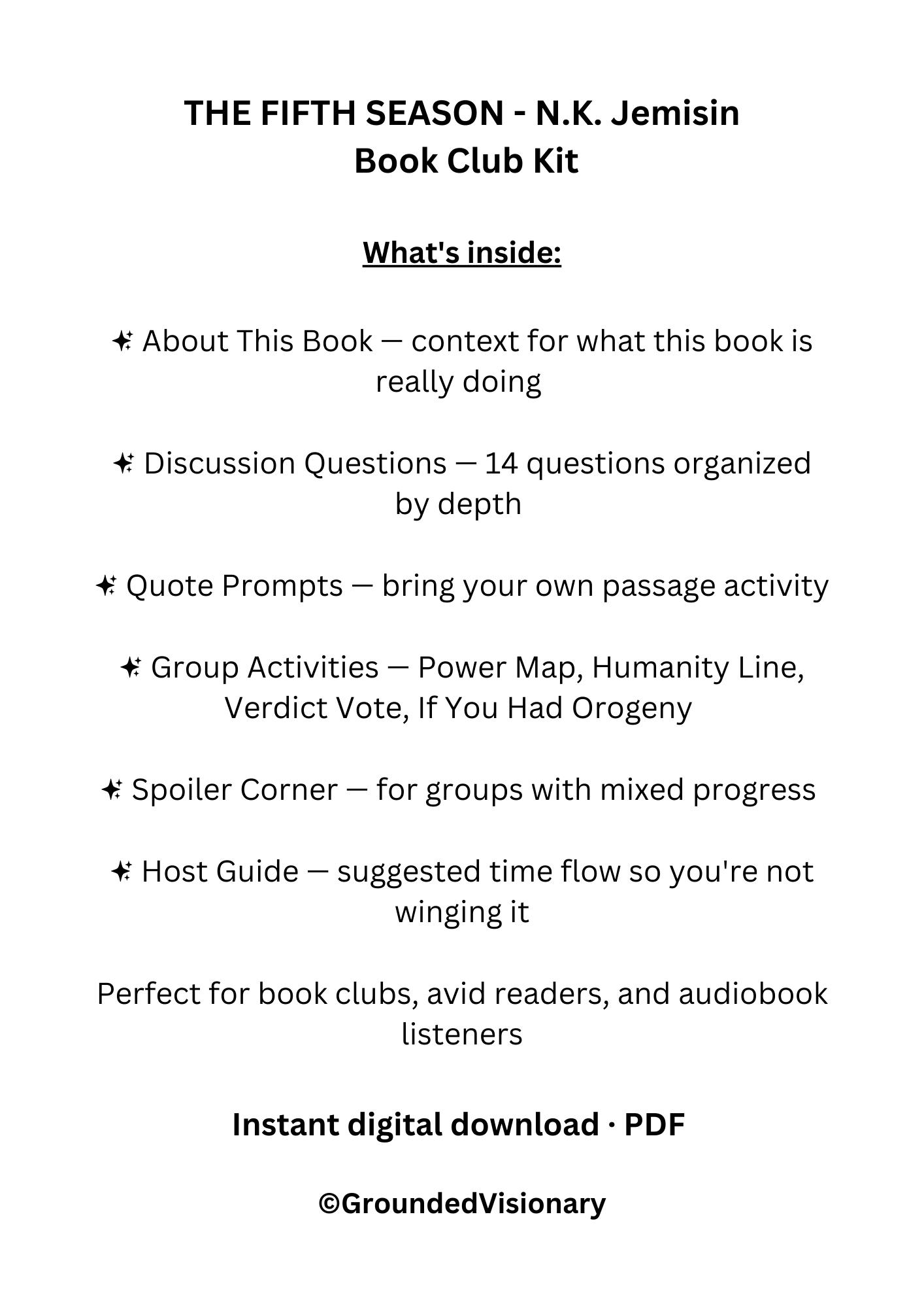 The Fifth Season book club discussion guide for speculative fiction readers and deep discussion