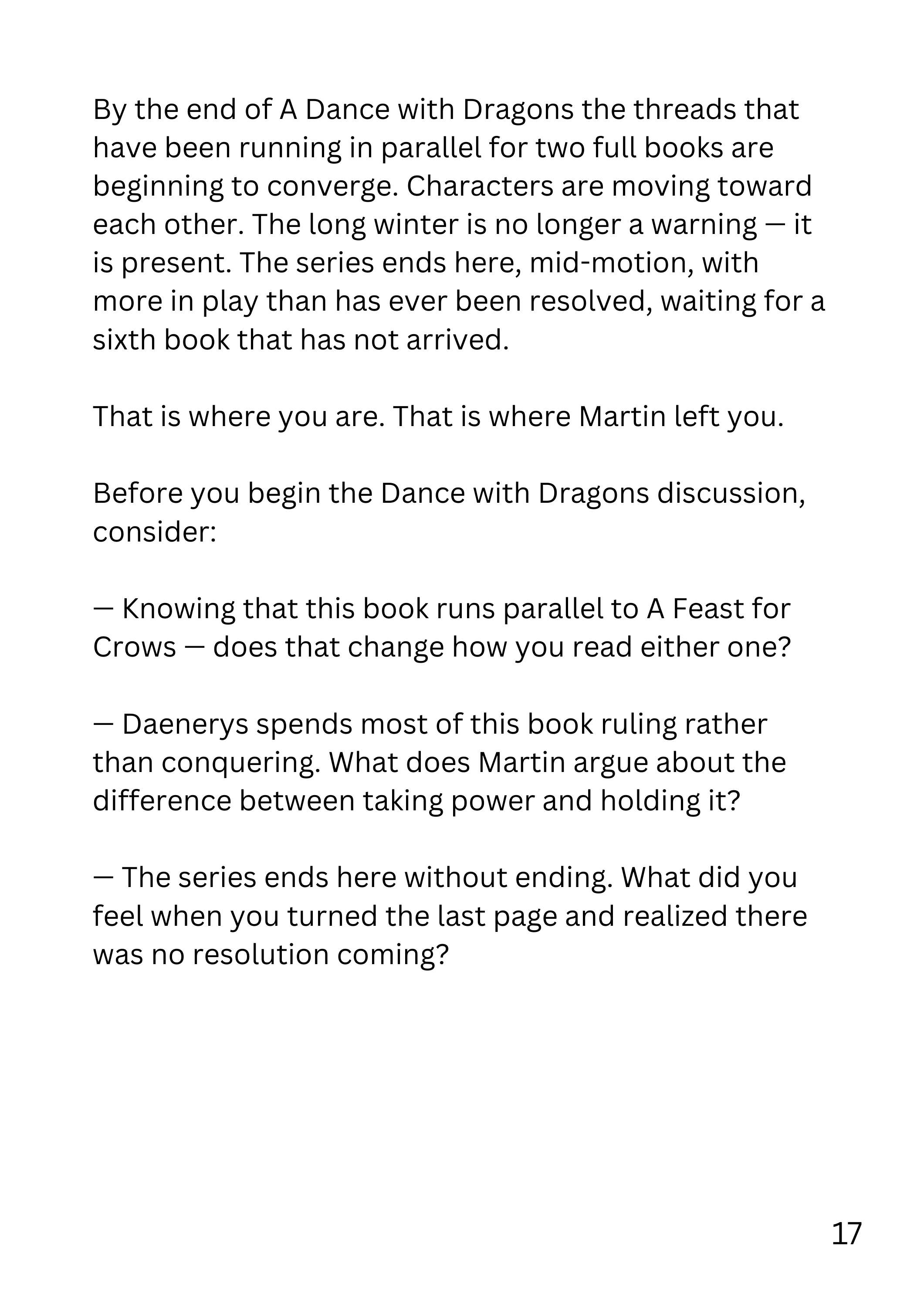 A Song of Ice and Fire Complete Series Discussion Bundle by George RR Martin discussion guide for book clubs, classrooms, and literary fiction readers