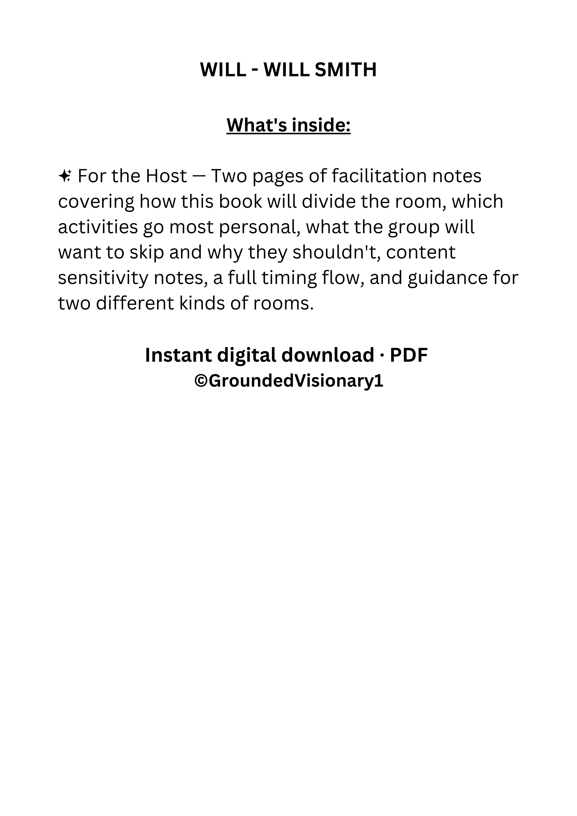 20+ pages of discussion questions, activities, and a host guide for Will by Will Smith. Built for book clubs ready to go past the highlights reel.