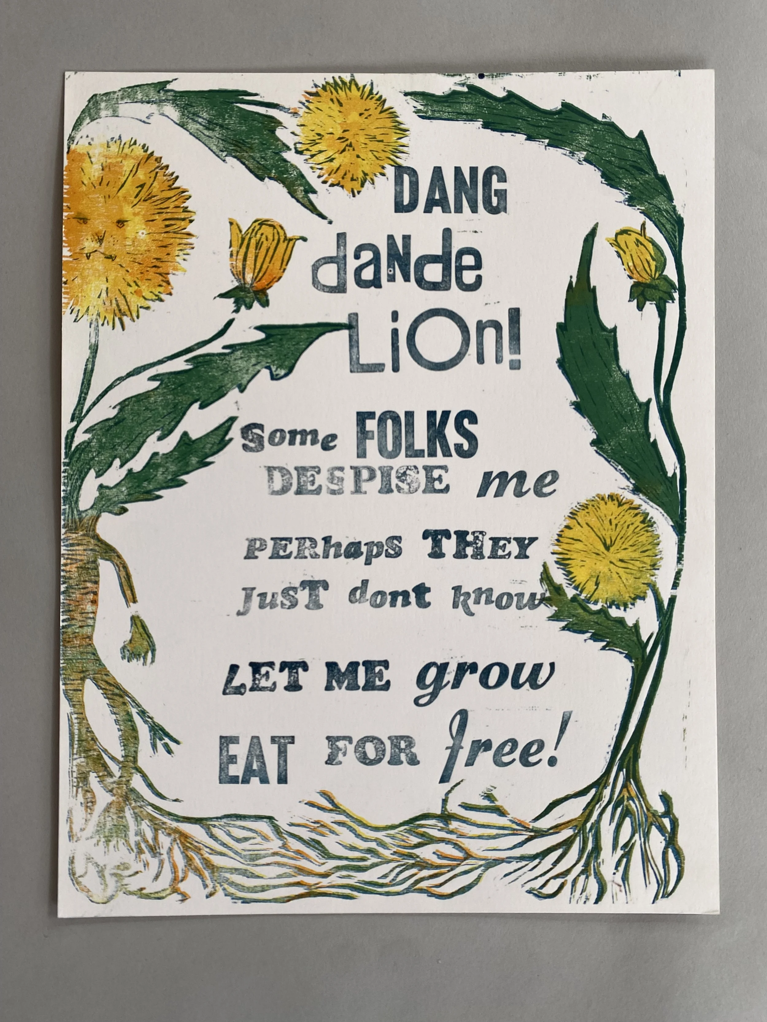 Dandelion Limited Run Block Print
